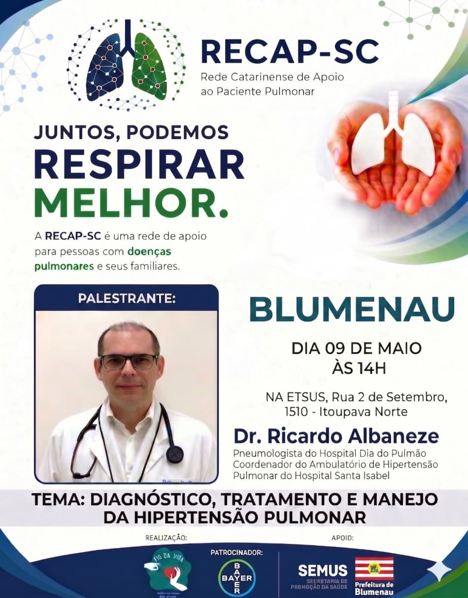 Blumenau lança programa de apoio para pacientes com problemas respiratórios neste sábado