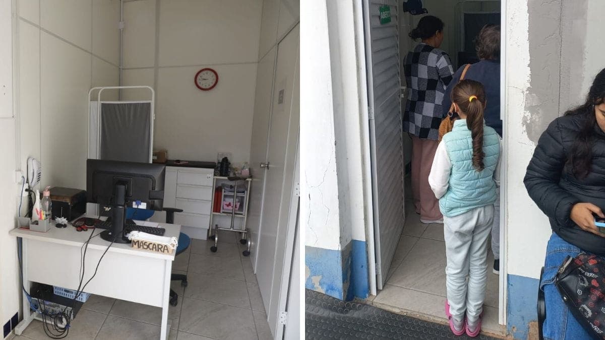 Miniposto de saúde improvisado gera reclamações de moradores durante obra em Blumenau